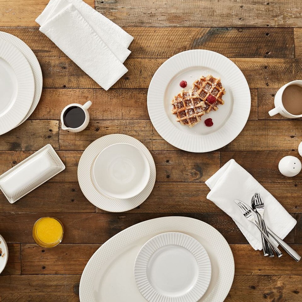 White Textured Stoneware Dinnerware (Set of 16) west elm United Kingdom